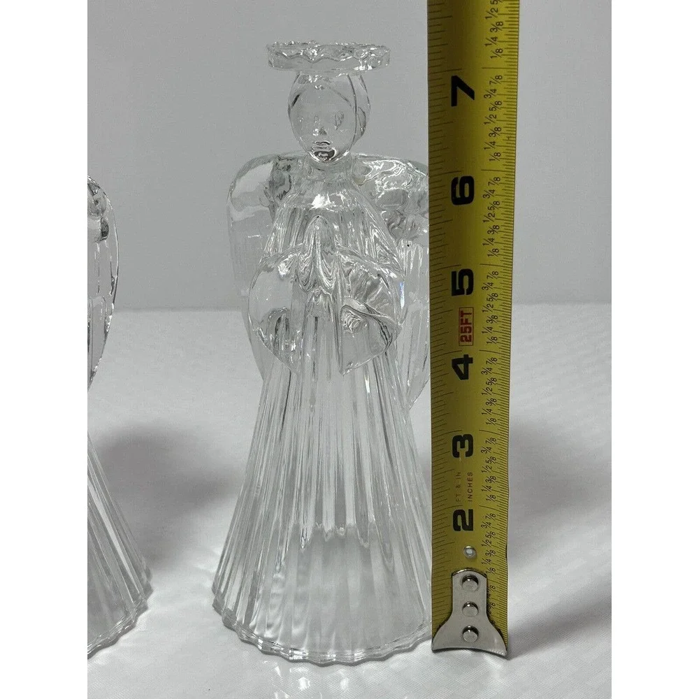 Vintage Lead Crystal‎ Praying Angels Glass Candlestick Candle Holders